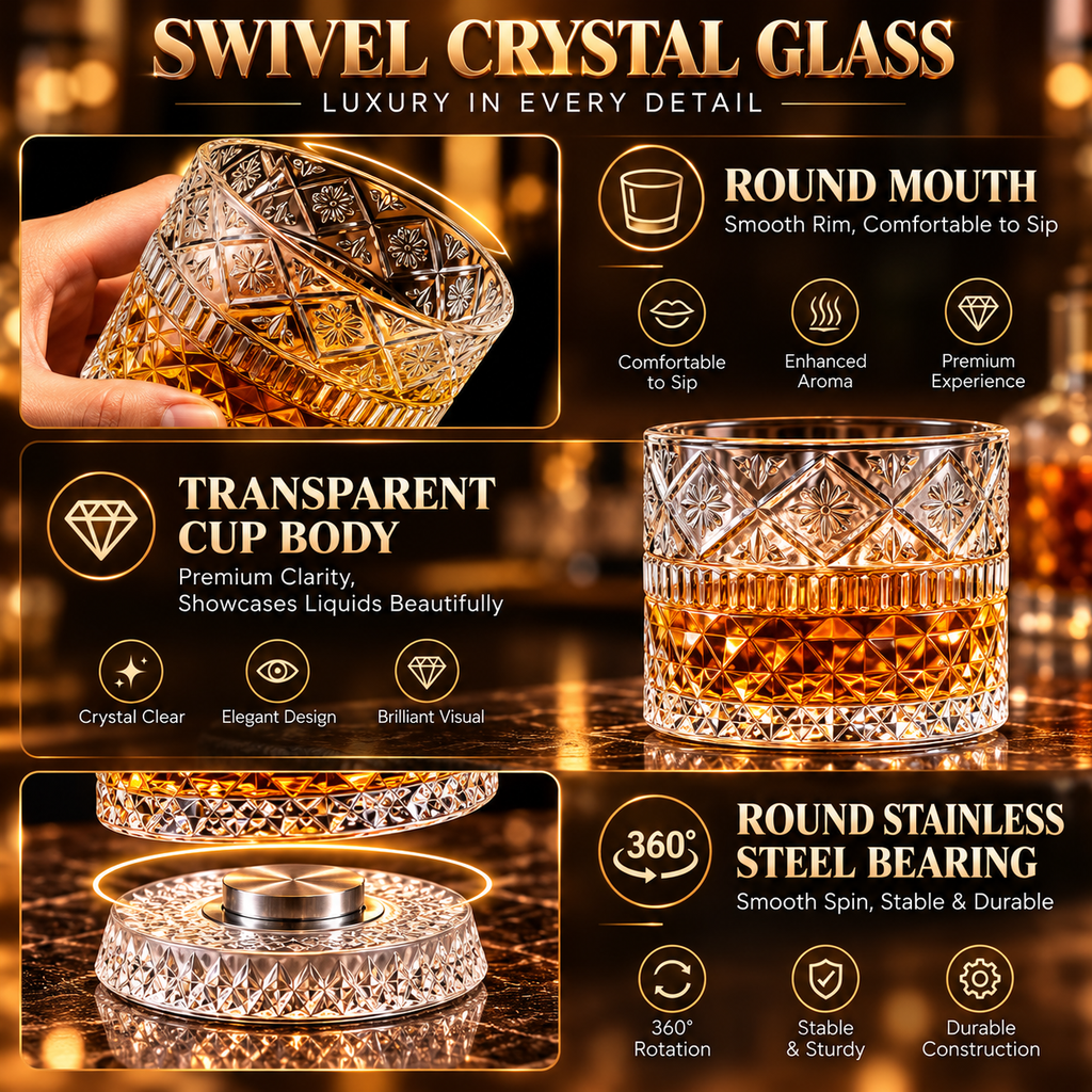 Jollysocks 360° Crystal Spin Whiskey Glass