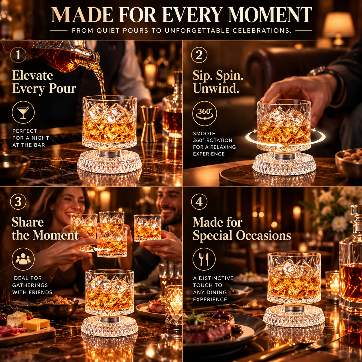 Jollysocks 360° Crystal Spin Whiskey Glass