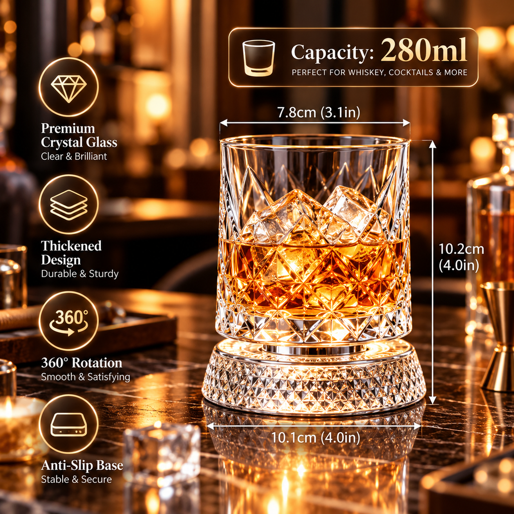 Jollysocks 360° Crystal Spin Whiskey Glass